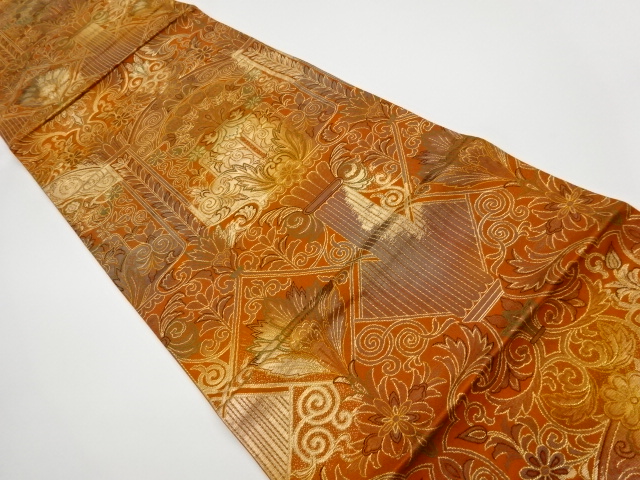 JAPANESE KIMONO / VINTAGE FUKURO OBI / WOVEN CLASSICAL PATTERN